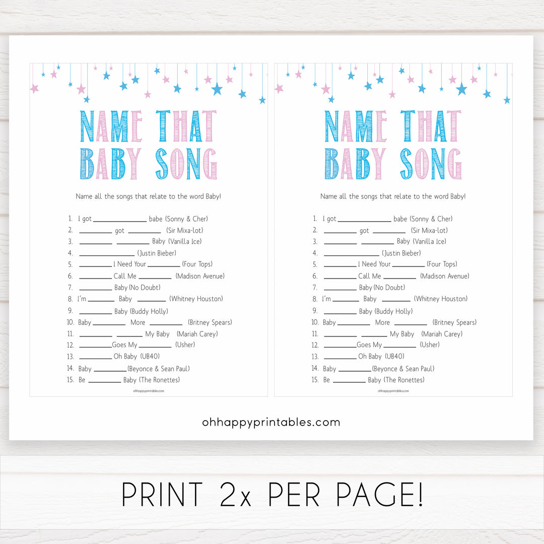 Gender reveal baby games, name that baby song baby game, gender reveal shower, fun baby games, gender reveal ideas, popular baby games, best baby games, printable baby games, gender reveal baby games