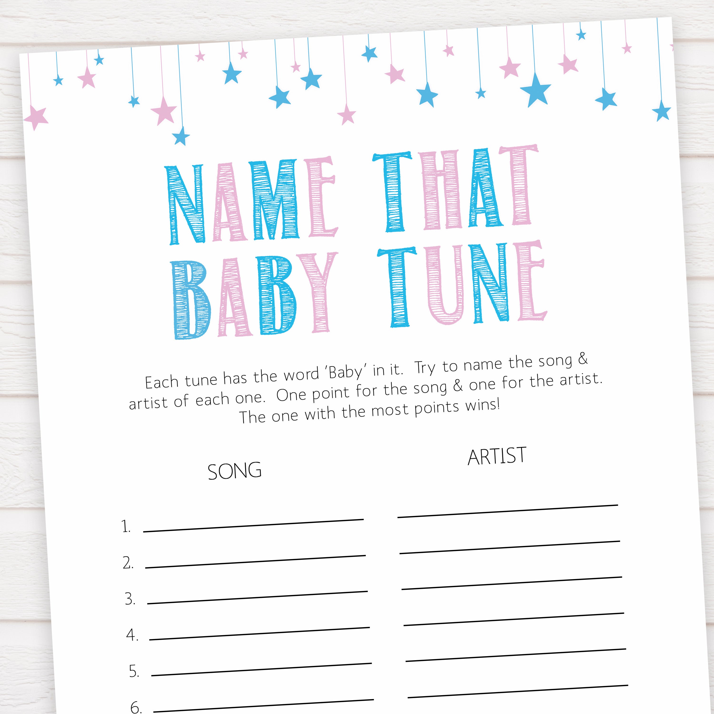 Gender reveal baby games, name that baby tune baby game, gender reveal shower, fun baby games, gender reveal ideas, popular baby games, best baby games, printable baby games, gender reveal baby games