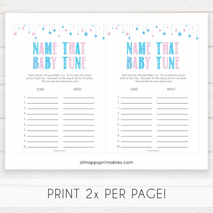 Gender reveal baby games, name that baby tune baby game, gender reveal shower, fun baby games, gender reveal ideas, popular baby games, best baby games, printable baby games, gender reveal baby games