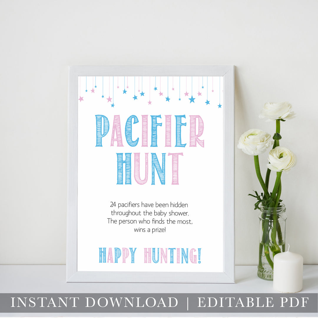 Gender reveal baby games, pacifier hunt baby game, gender reveal shower, fun baby games, gender reveal ideas, popular baby games, best baby games, printable baby games, gender reveal baby games