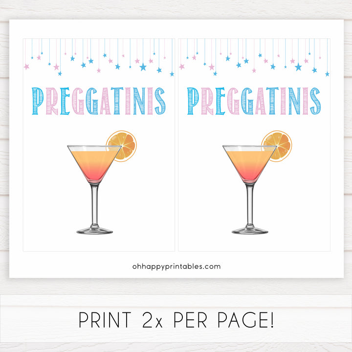 Gender reveal baby signs, preggatinis baby signs, baby shower signs, baby shower decor, gender reveal ideas, top baby shower ideas, printable baby signs