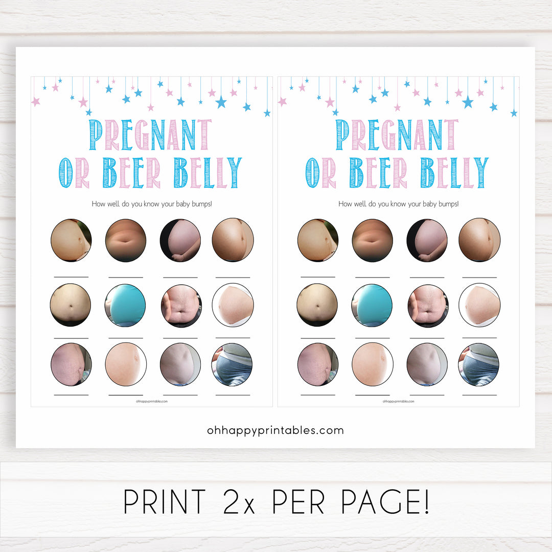 Gender reveal baby games, pregnant or beer belly baby game, gender reveal shower, fun baby games, gender reveal ideas, popular baby games, best baby games, printable baby games, gender reveal baby games