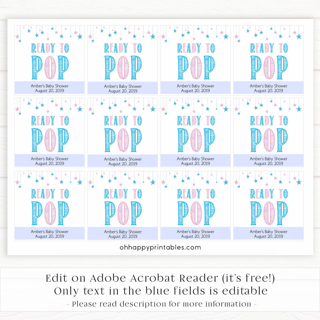 Gender reveal baby games, ready to pop tags, baby tags, printable baby shower games, fun baby games, top baby games, best baby games, baby shower games