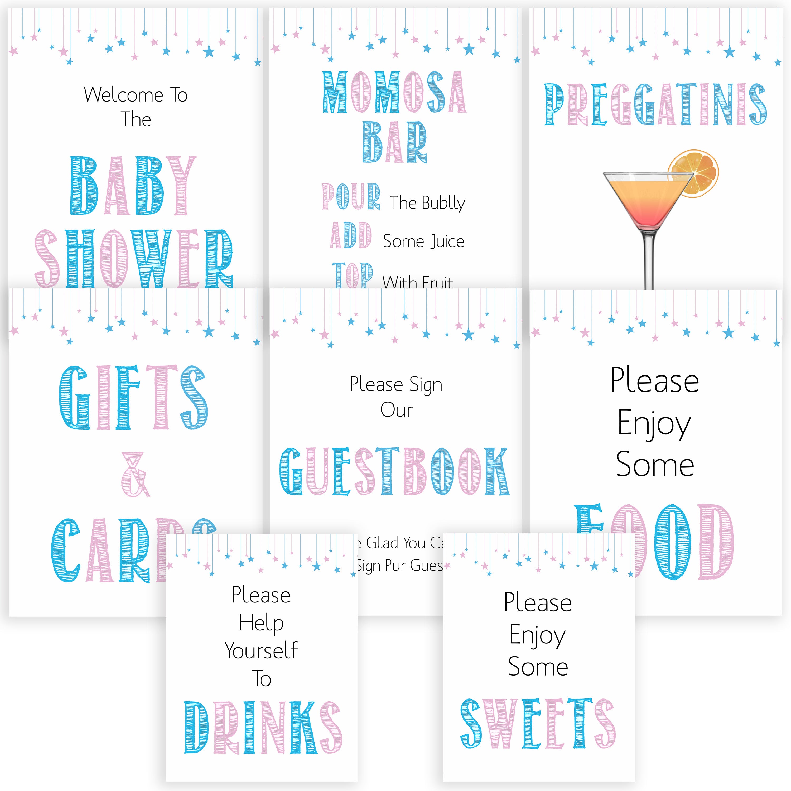 Gender reveal baby signs, 8 baby signs, baby shower signs, baby shower decor, gender reveal ideas, top baby shower ideas, printable baby signs