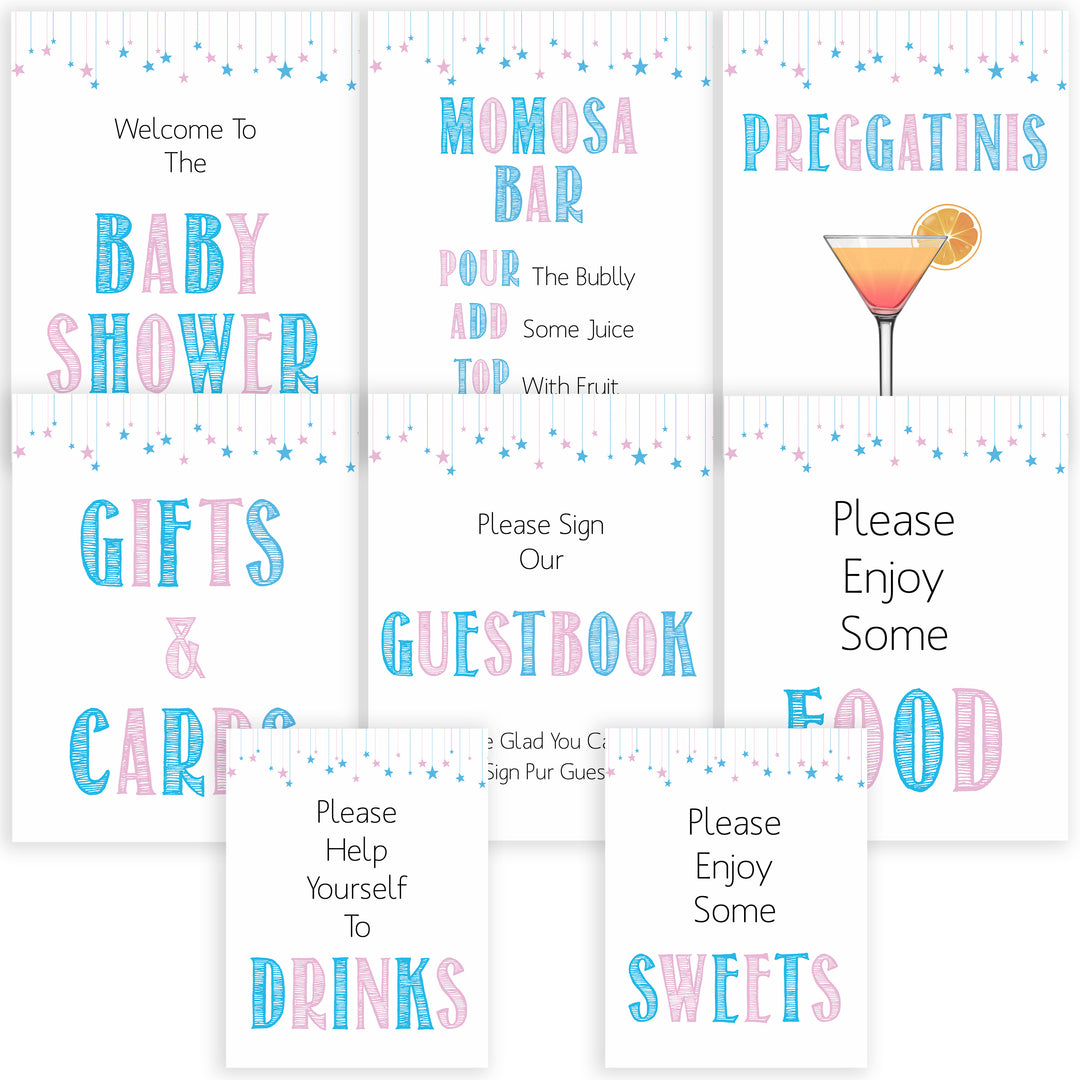 Gender reveal baby signs, 8 baby signs, baby shower signs, baby shower decor, gender reveal ideas, top baby shower ideas, printable baby signs