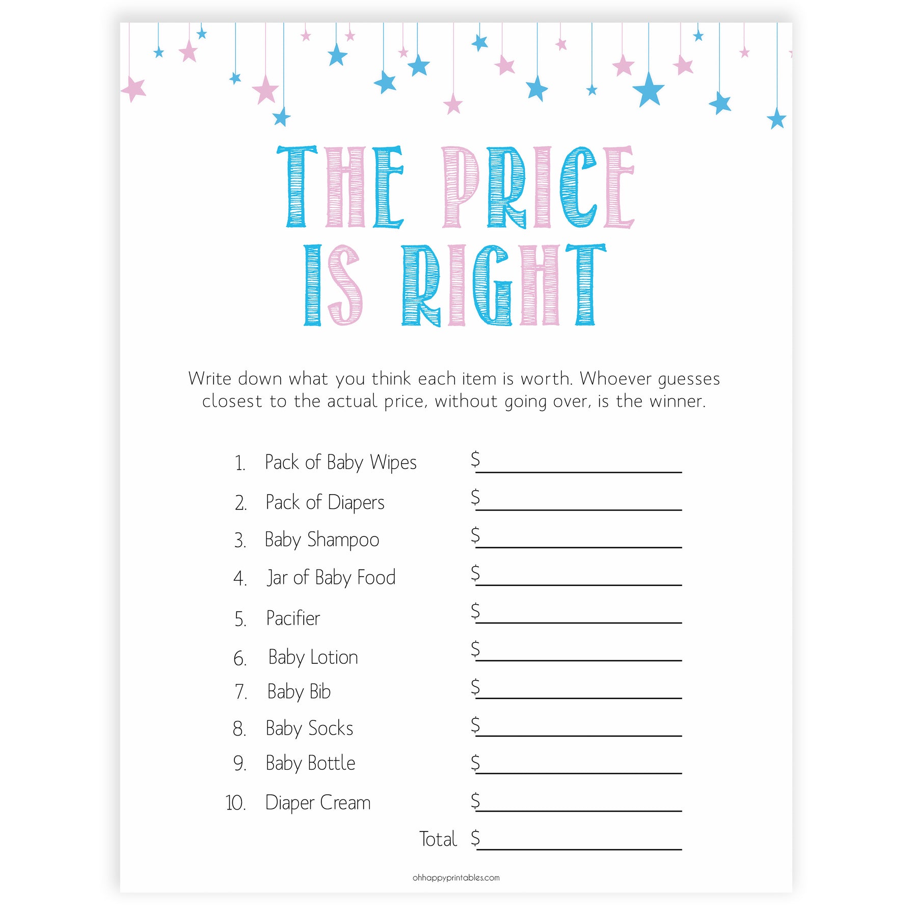 Gender reveal baby games, the price is right baby game, gender reveal shower, fun baby games, gender reveal ideas, popular baby games, best baby games, printable baby games, gender reveal baby games