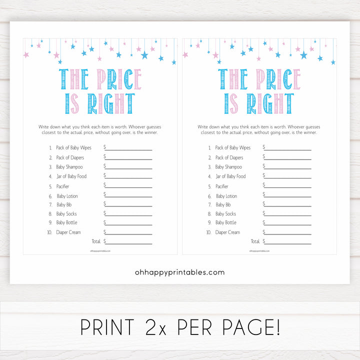 Gender reveal baby games, the price is right baby game, gender reveal shower, fun baby games, gender reveal ideas, popular baby games, best baby games, printable baby games, gender reveal baby games