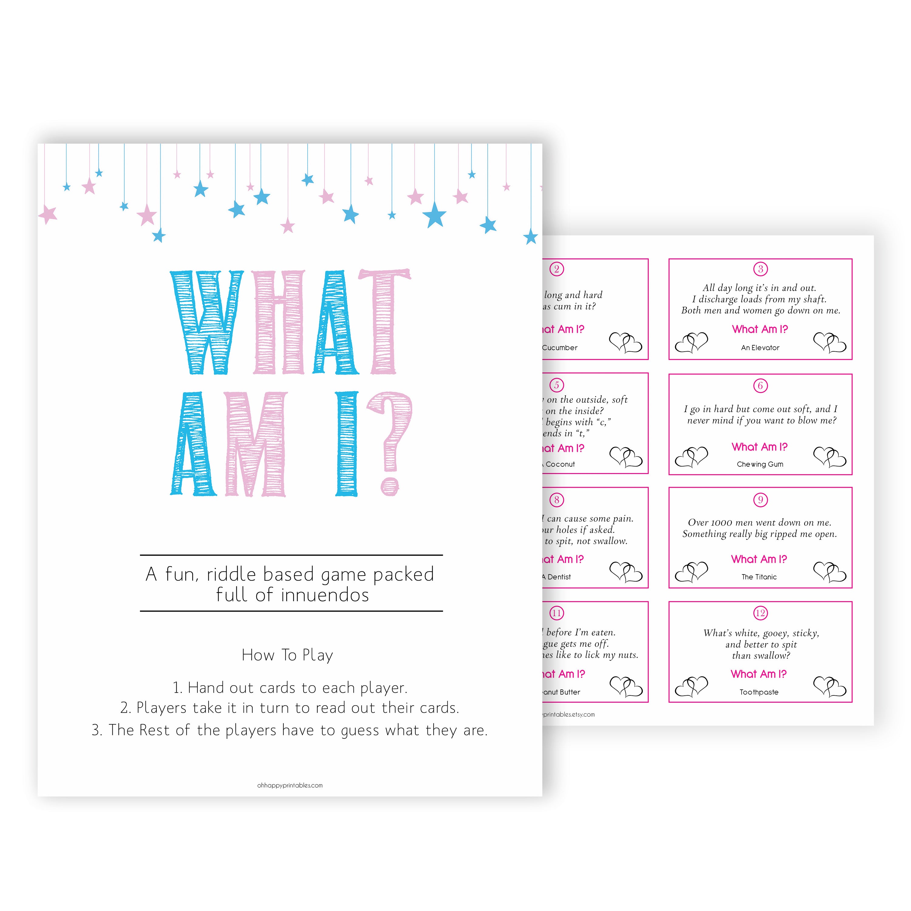 Gender reveal baby games, what am I baby game, gender reveal shower, fun baby games, gender reveal ideas, popular baby games, best baby games, printable baby games, gender reveal baby games