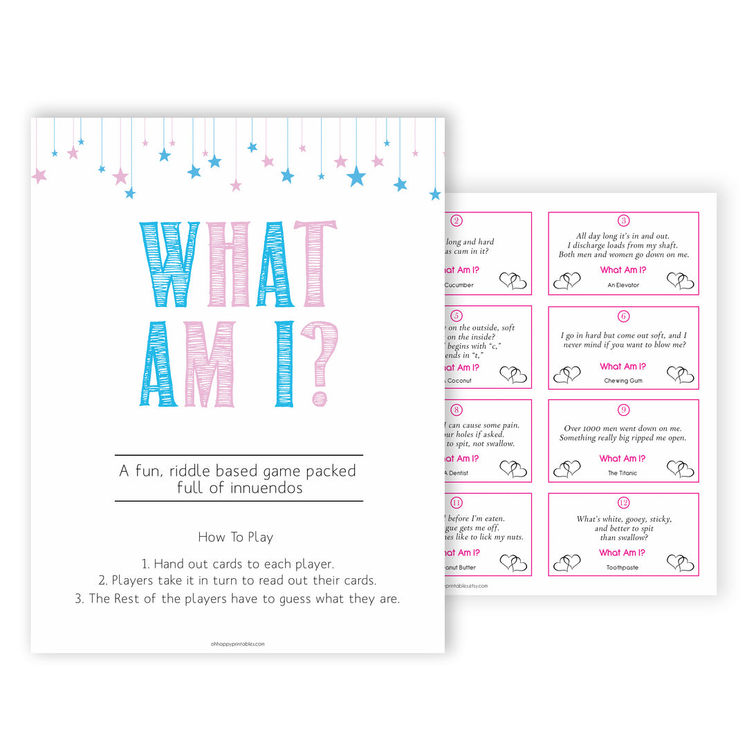 Gender reveal baby games, what am I baby game, gender reveal shower, fun baby games, gender reveal ideas, popular baby games, best baby games, printable baby games, gender reveal baby games