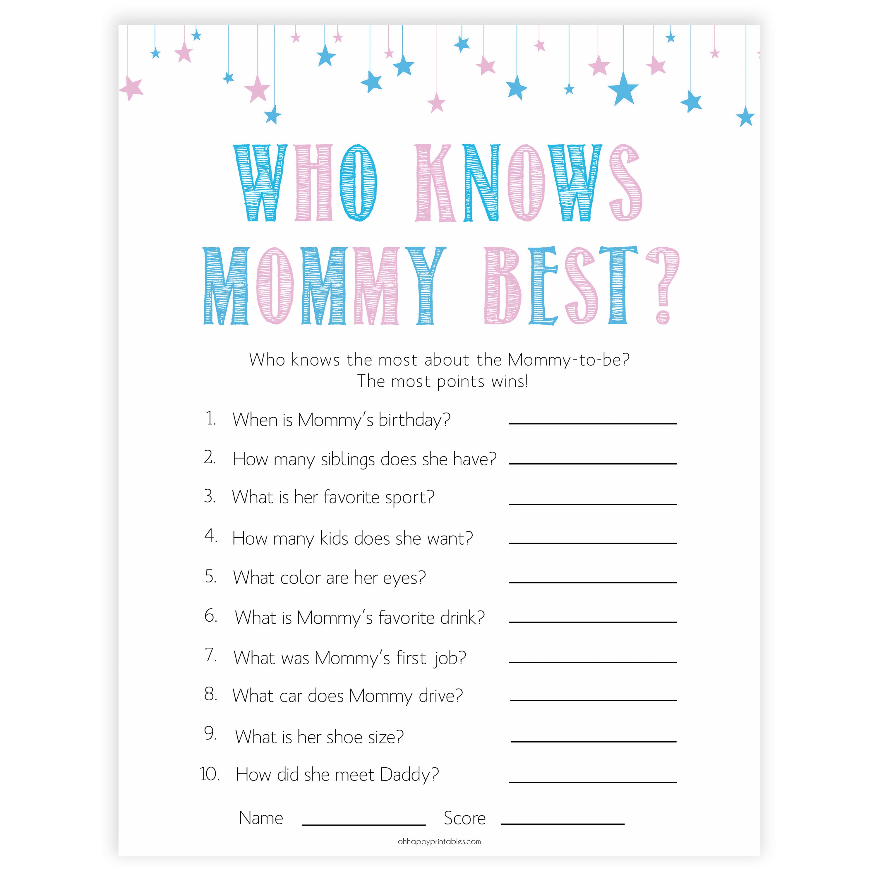Gender reveal baby games, who knows mummy best, who knows mommy best baby game, gender reveal shower, fun baby games, gender reveal ideas, popular baby games, best baby games, printable baby games, gender reveal baby games