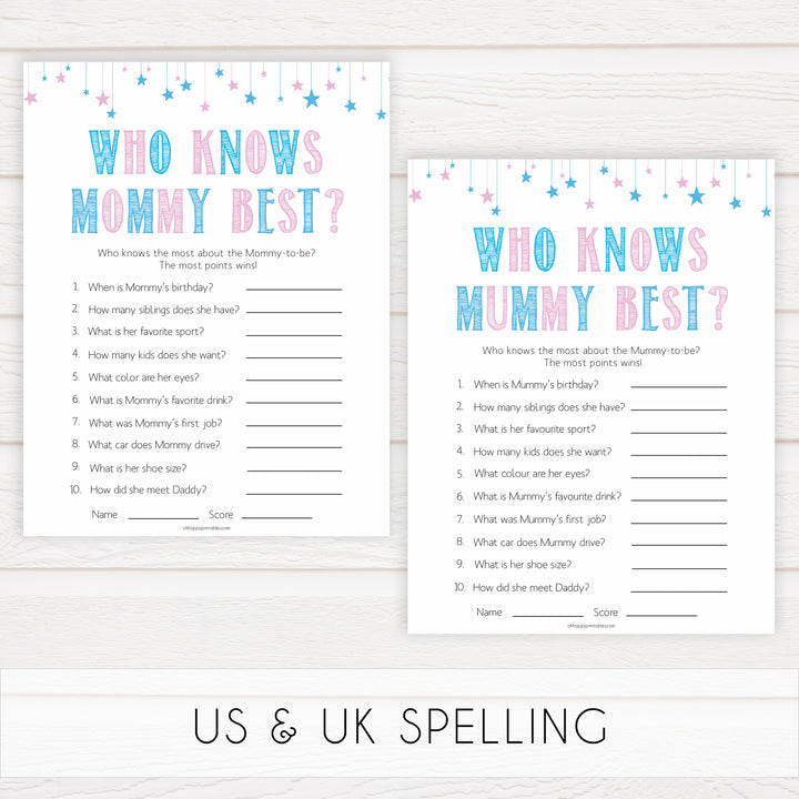 Gender reveal baby games, who knows mummy best, who knows mommy best baby game, gender reveal shower, fun baby games, gender reveal ideas, popular baby games, best baby games, printable baby games, gender reveal baby games