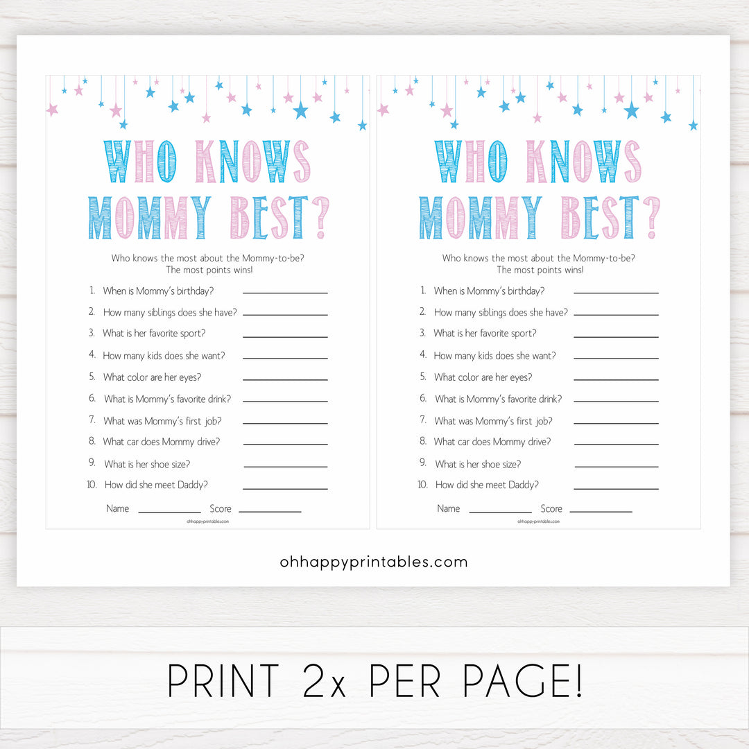 Gender reveal baby games, who knows mummy best, who knows mommy best baby game, gender reveal shower, fun baby games, gender reveal ideas, popular baby games, best baby games, printable baby games, gender reveal baby games