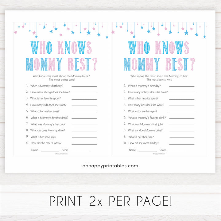 Gender reveal baby games, who knows mummy best, who knows mommy best baby game, gender reveal shower, fun baby games, gender reveal ideas, popular baby games, best baby games, printable baby games, gender reveal baby games