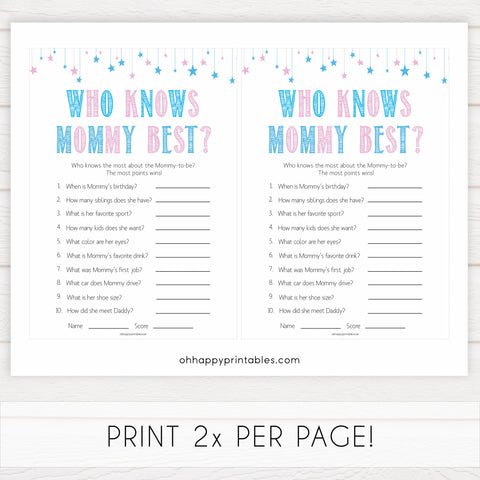 Gender reveal baby games, who knows mummy best, who knows mommy best baby game, gender reveal shower, fun baby games, gender reveal ideas, popular baby games, best baby games, printable baby games, gender reveal baby games