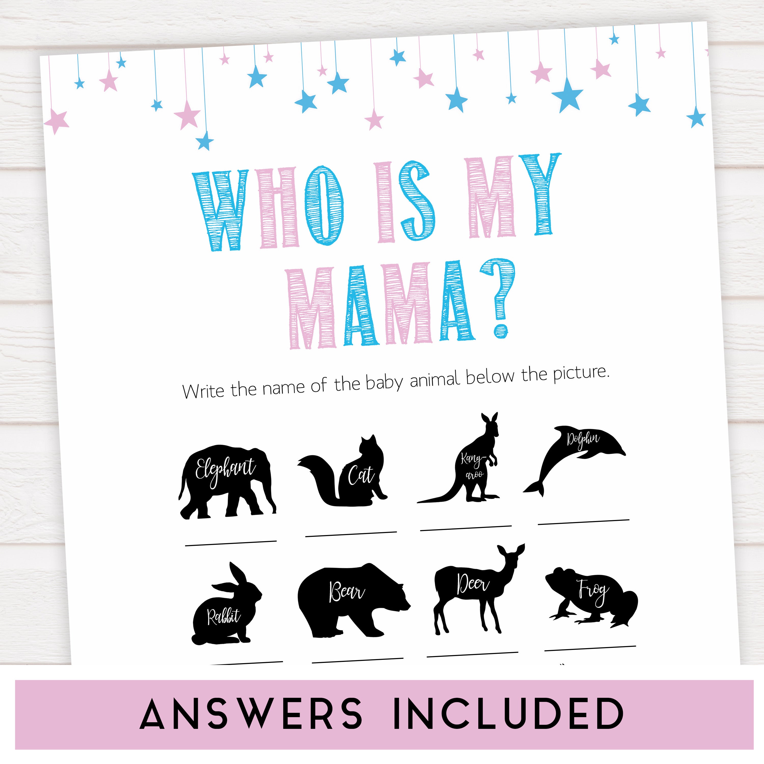 Gender reveal baby games, who is my mama baby game, gender reveal shower, fun baby games, gender reveal ideas, popular baby games, best baby games, printable baby games, gender reveal baby games