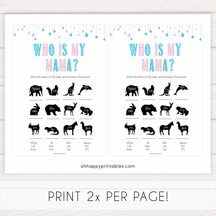 Gender reveal baby games, who is my mama baby game, gender reveal shower, fun baby games, gender reveal ideas, popular baby games, best baby games, printable baby games, gender reveal baby games