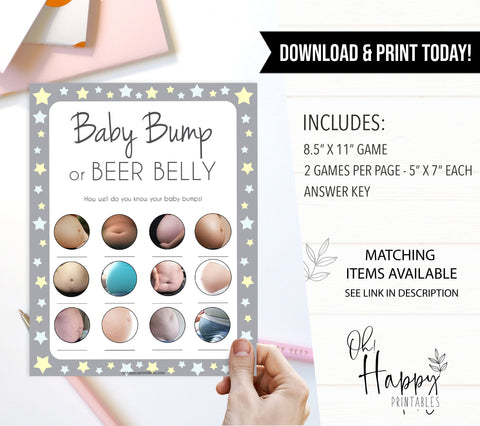 Baby Bump or Beer Belly, Baby Bump Beer Belly, Baby Shower Games, Baby Bump, Beer Belly, Pregnant or Beer Belly, Printable Baby Games, fun baby games, popular baby games