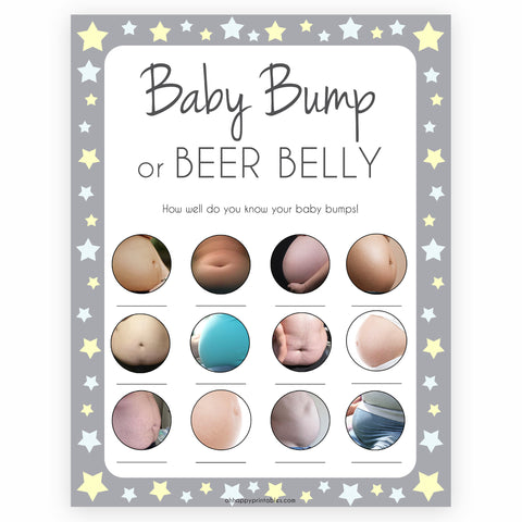 Baby Bump or Beer Belly, Baby Bump Beer Belly, Baby Shower Games, Baby Bump, Beer Belly, Pregnant or Beer Belly, Printable Baby Games, fun baby games, popular baby games