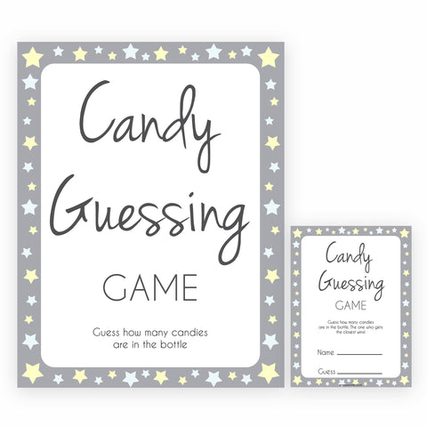 Grey Yellow Stars Baby Shower Guess The Mess Game, Baby Shower Guess Sweet Mess, Printable Baby Shower Games, Guess The Mess, Baby Games, fun baby shower games, popular baby shower games