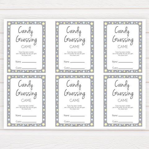 Grey Yellow Stars Baby Shower Guess The Mess Game, Baby Shower Guess Sweet Mess, Printable Baby Shower Games, Guess The Mess, Baby Games, fun baby shower games, popular baby shower games