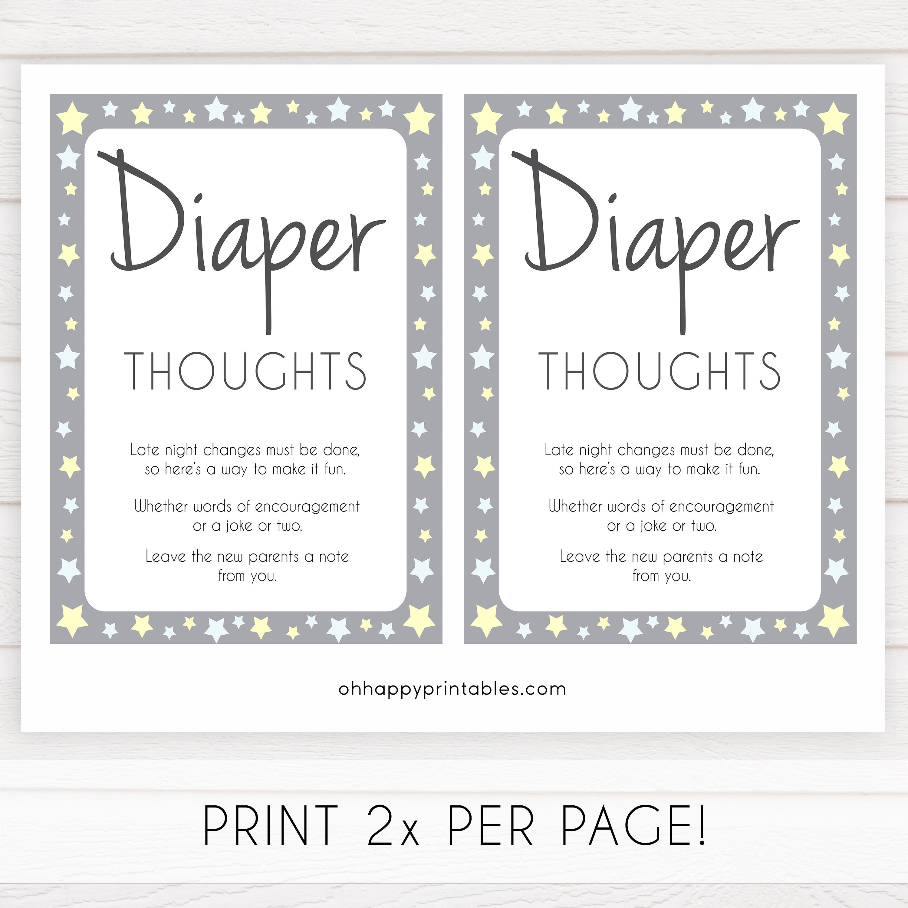 Grey Yellow Stars Diaper Thoughts, Sign the Diaper, Diaper Stations, Stars Diaper Signing, Diaper Message, Diaper Thoughts, Diaper Sign , printable baby shower games, fun baby shower games, popular baby shower games