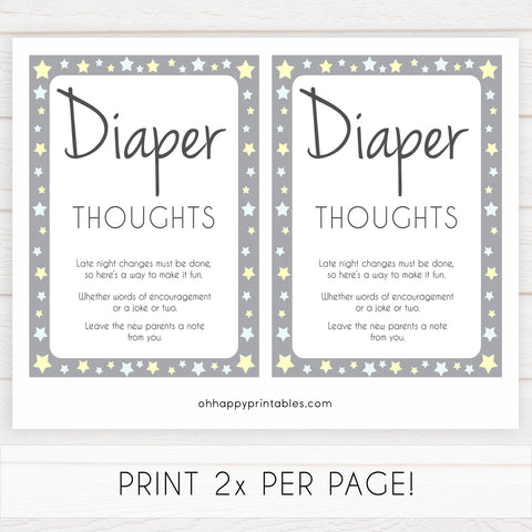 Grey Yellow Stars Diaper Thoughts, Sign the Diaper, Diaper Stations, Stars Diaper Signing, Diaper Message, Diaper Thoughts, Diaper Sign , printable baby shower games, fun baby shower games, popular baby shower games