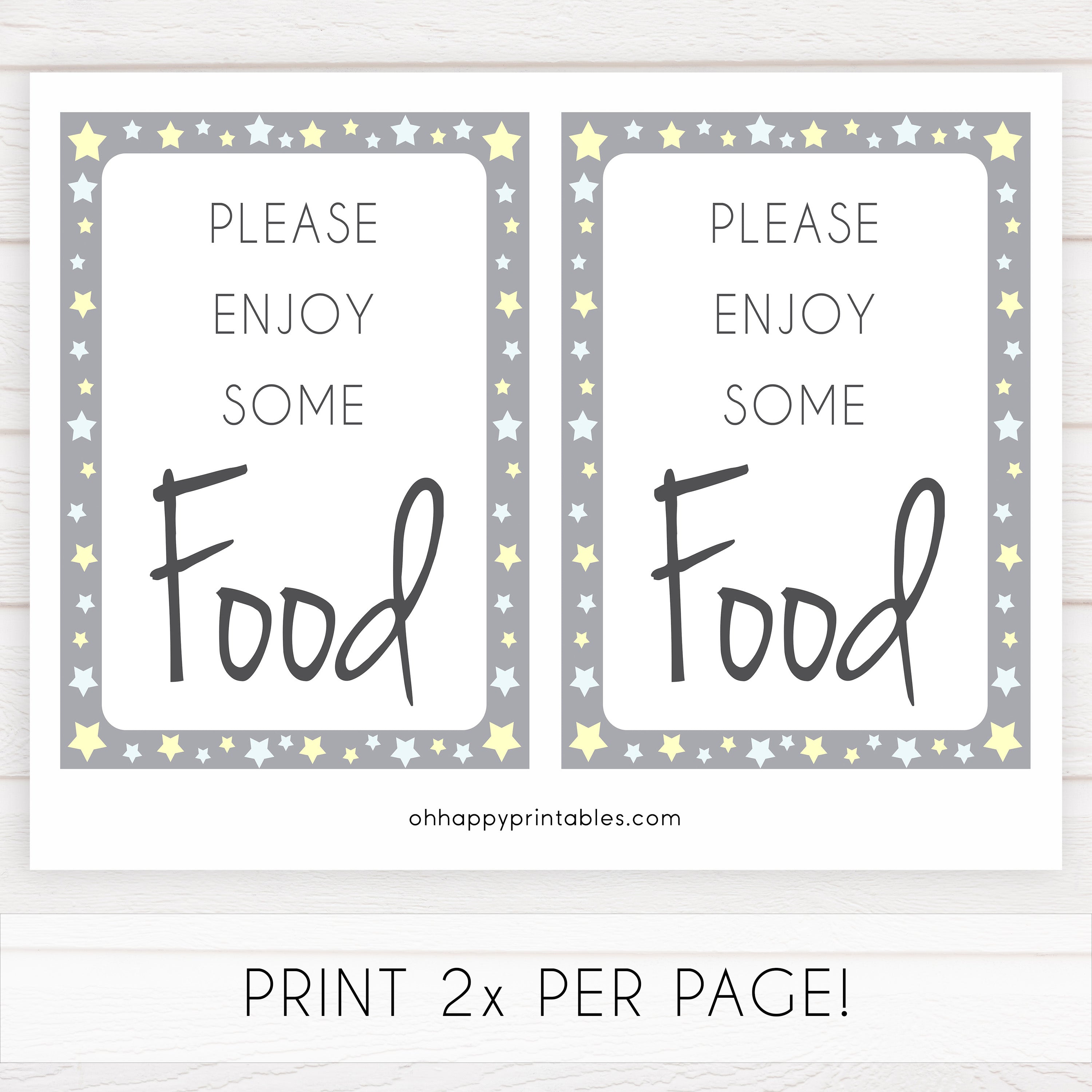 Printable baby signs, food baby sign, yellow and grey stars, printable baby shower signs, top baby shower decor, baby printable decor