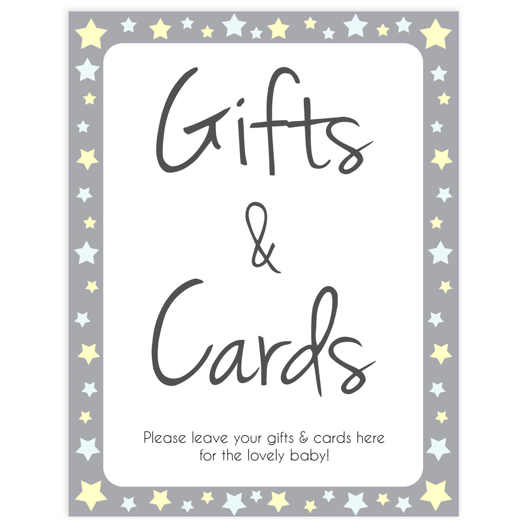 Printable baby signs, gifts and cards baby sign, yellow and grey stars, printable baby shower signs, top baby shower decor, baby printable decor