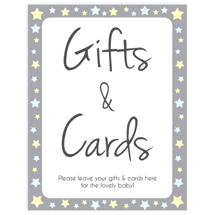 Printable baby signs, gifts and cards baby sign, yellow and grey stars, printable baby shower signs, top baby shower decor, baby printable decor