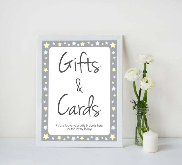 grey and yellow stars baby signs, printable baby signs pack, stars baby shower, printable baby decor, fun baby signs, printable baby decor