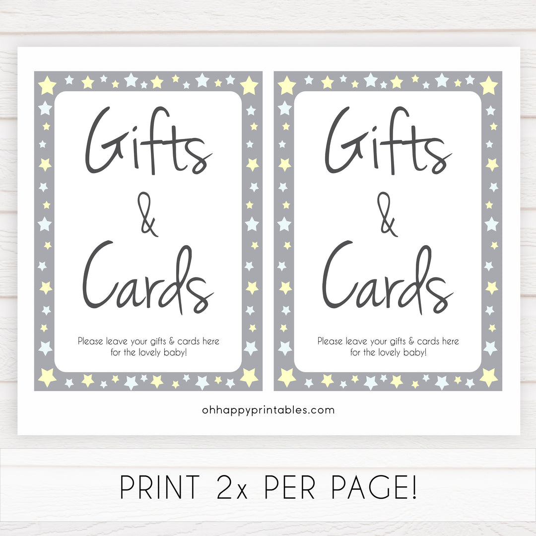 Printable baby signs, gifts and cards baby sign, yellow and grey stars, printable baby shower signs, top baby shower decor, baby printable decor