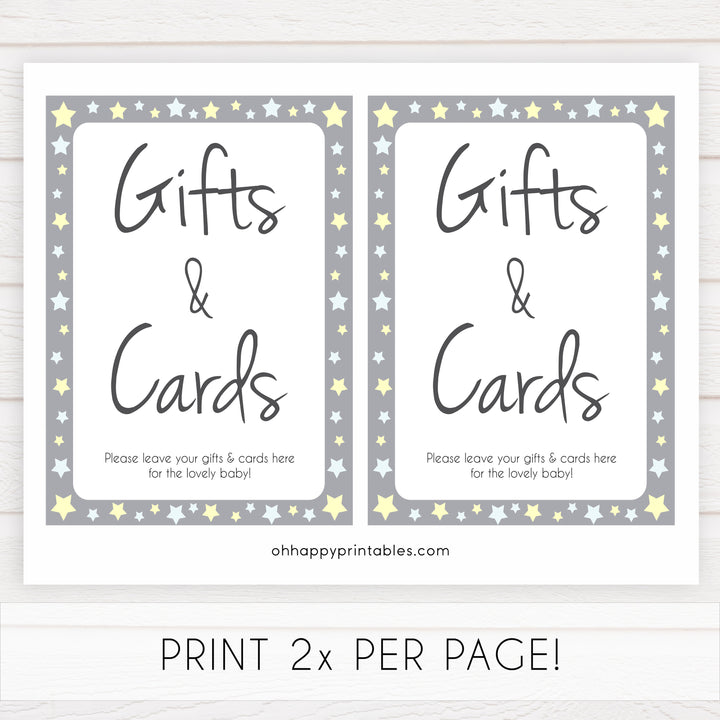 Printable baby signs, gifts and cards baby sign, yellow and grey stars, printable baby shower signs, top baby shower decor, baby printable decor
