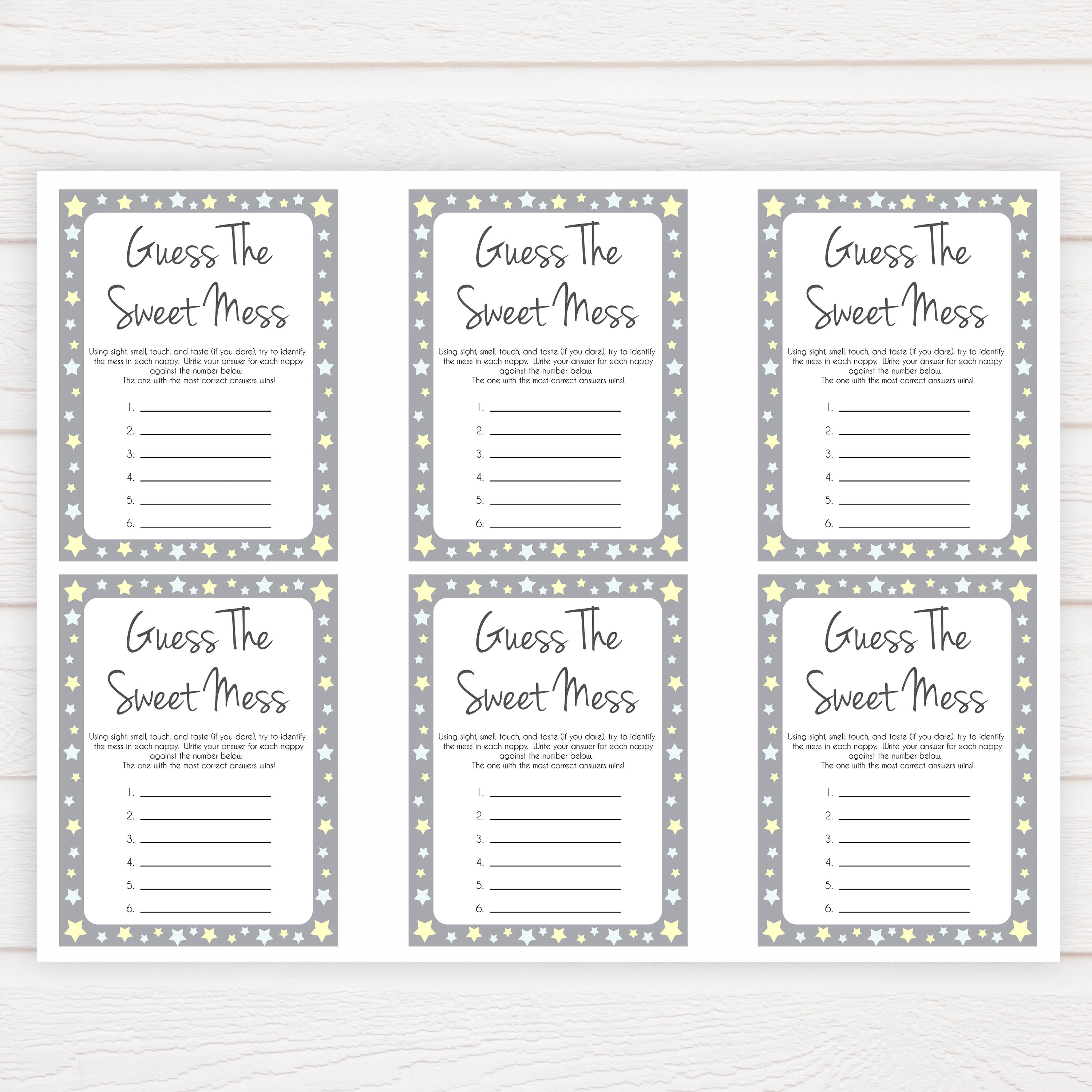 Grey Yellow Stars Candy Guessing Game, Candy Guessing Game, Baby Candy Game, Grey Candies in A Jar Game, Printable Baby Shower Games, fun baby games, popular baby games