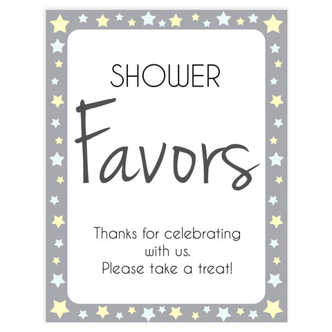 Printable baby signs, yellow and grey stars, baby shower favors sign, printable baby shower signs, top baby shower decor, baby printable decor
