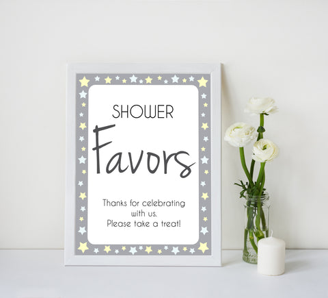 Printable baby signs, yellow and grey stars, baby shower favors sign, printable baby shower signs, top baby shower decor, baby printable decor