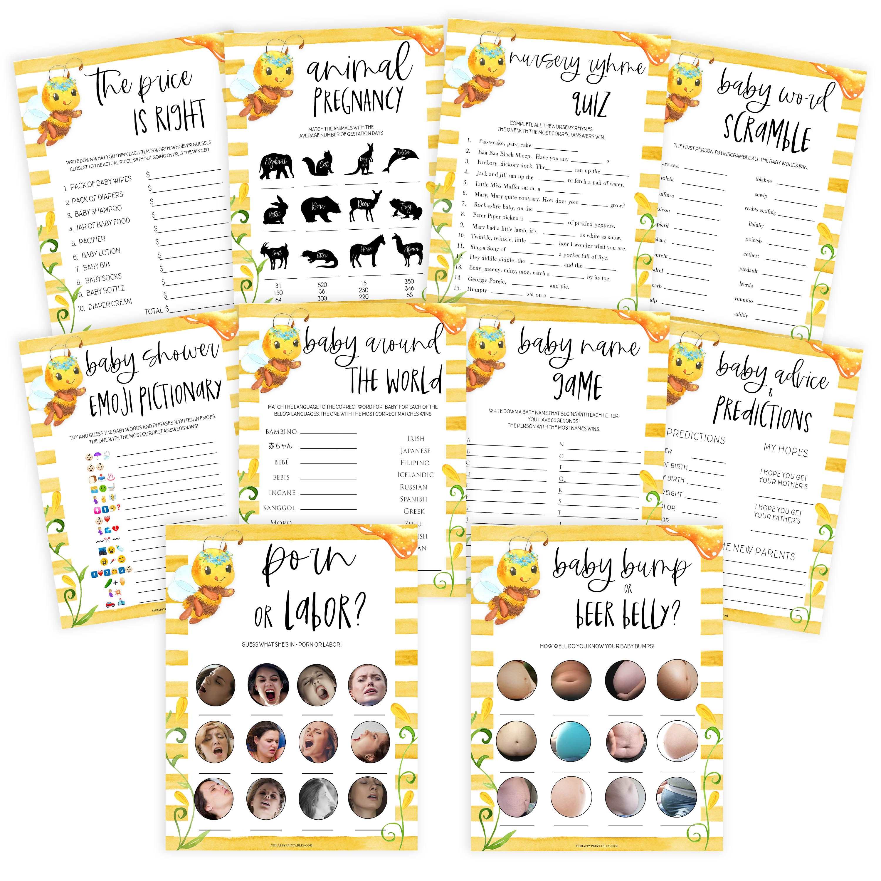 10 baby shower games bundle, baby games bundle, Printable baby shower games, mommy bee fun baby games, baby shower games, fun baby shower ideas, top baby shower ideas, mommy to bee baby shower, friends baby shower ideas