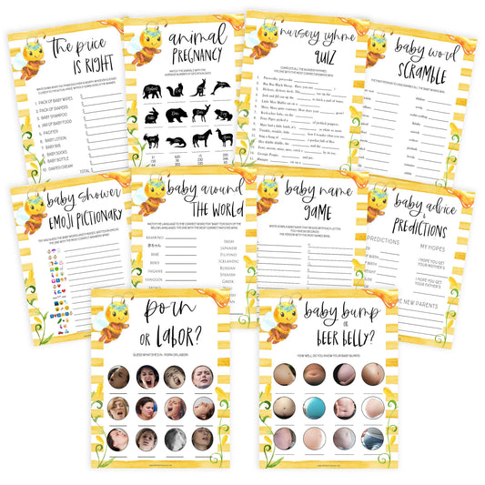 10 baby shower games bundle, baby games bundle, Printable baby shower games, mommy bee fun baby games, baby shower games, fun baby shower ideas, top baby shower ideas, mommy to bee baby shower, friends baby shower ideas