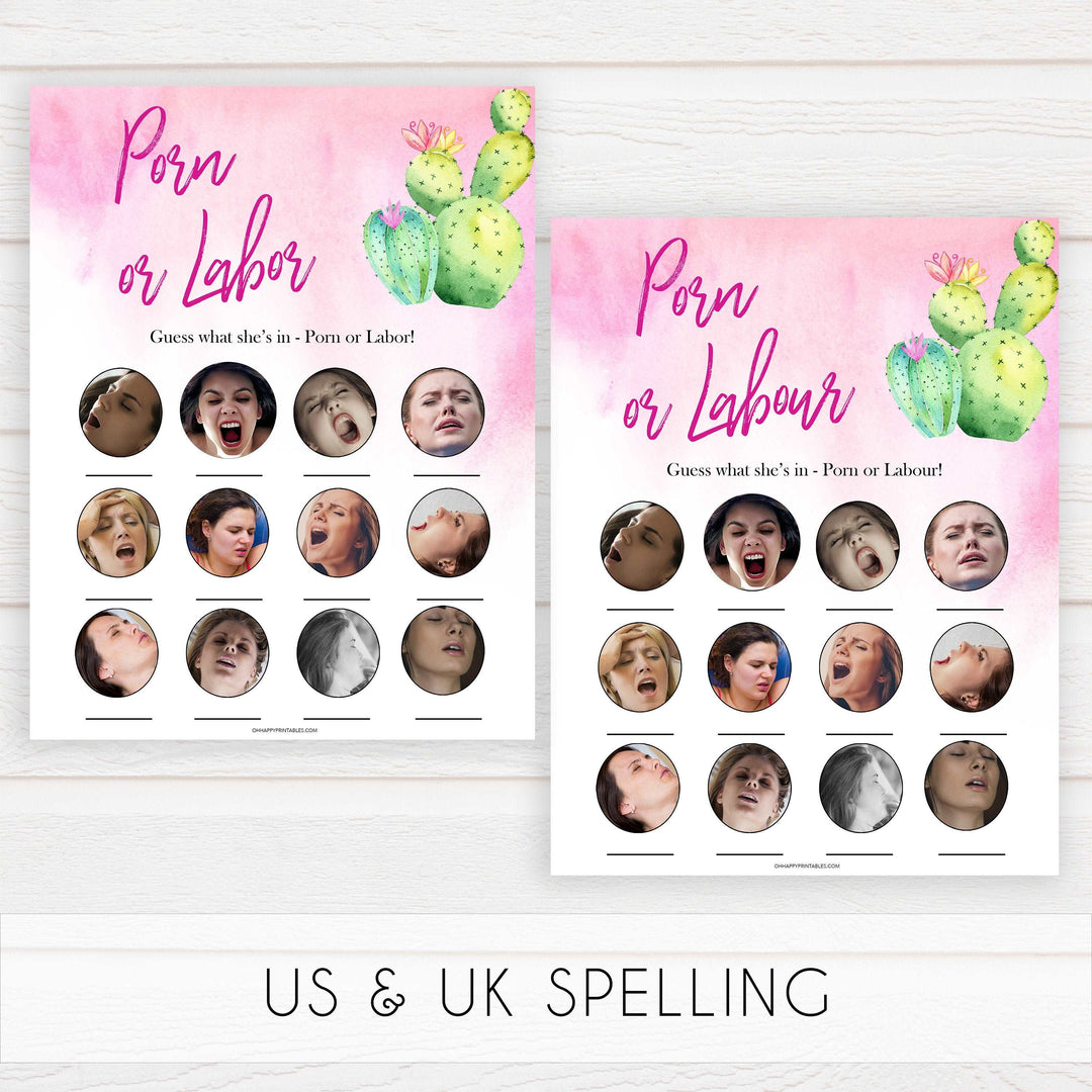 Cactus baby games, porn or labor, baby bump or beer belly game printable baby shower games, Mexican baby shower, fun baby games, top baby games, best baby games, baby shower games