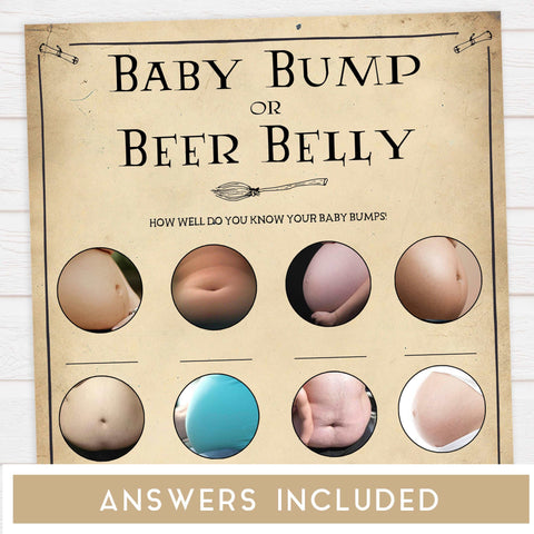 labor or porn, baby bump or beer belly, Wizard baby shower games, printable baby shower games, Harry Potter baby games, Harry Potter baby shower, fun baby shower games,  fun baby ideas