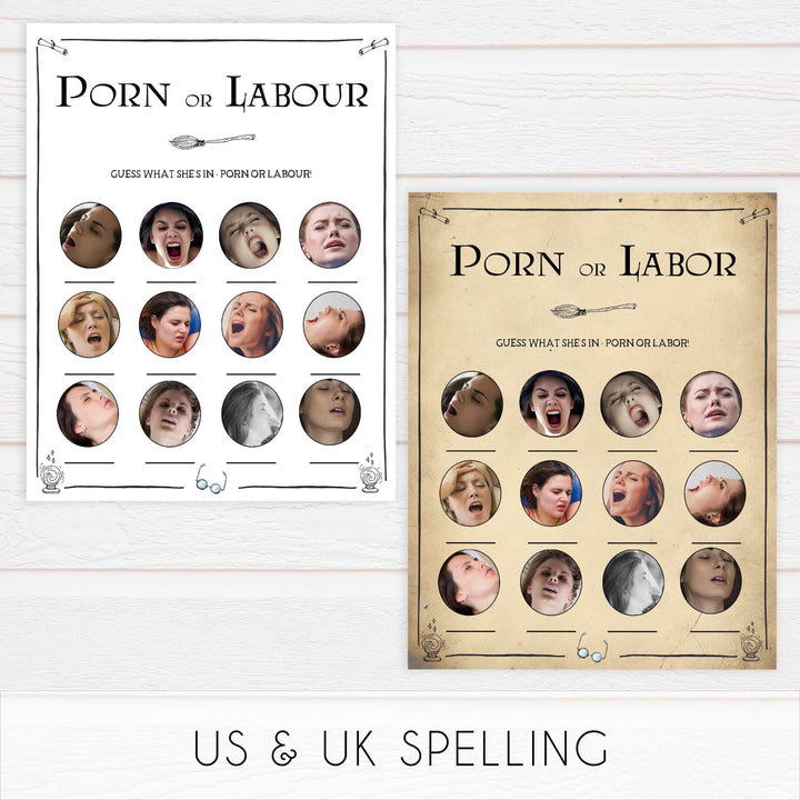 labor or porn, baby bump or beer belly, Wizard baby shower games, printable baby shower games, Harry Potter baby games, Harry Potter baby shower, fun baby shower games,  fun baby ideas