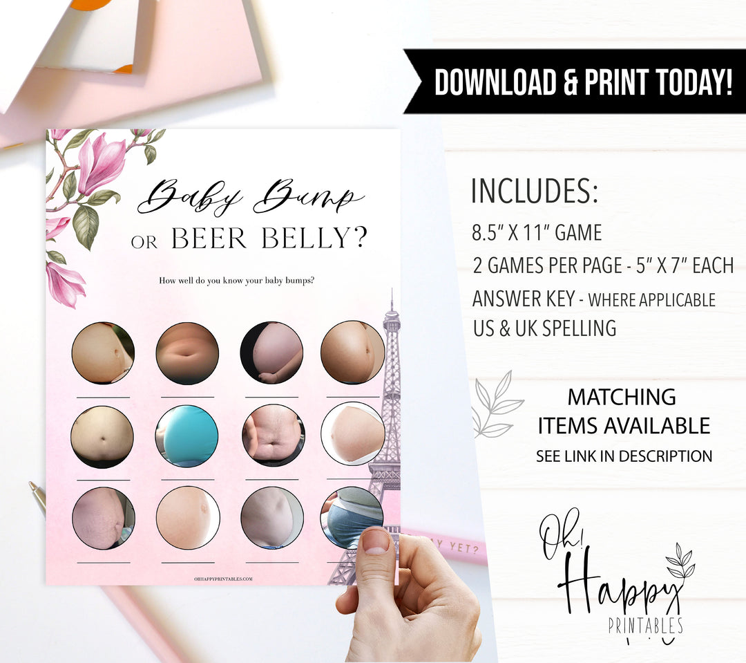 7 Parisian Baby Shower Games Bundle