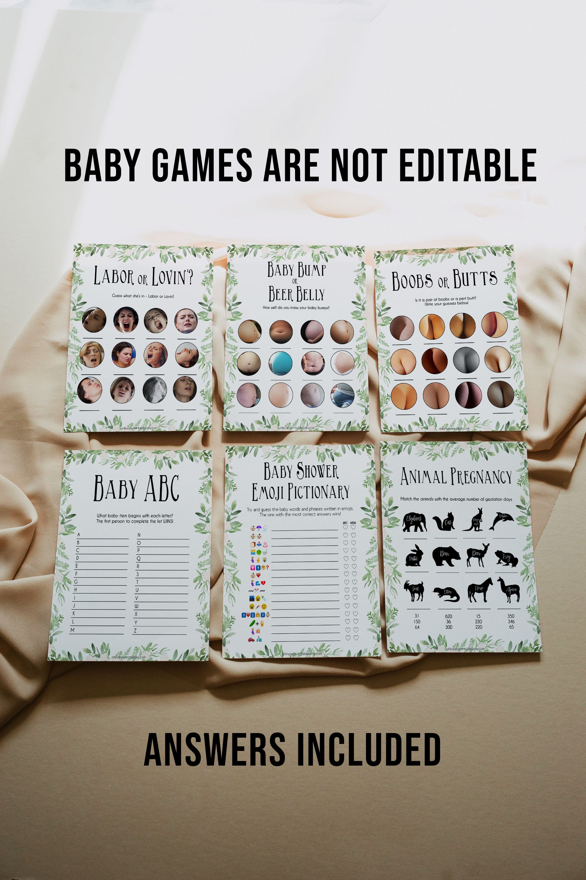 greenery baby shower, editable baby shower signs, printable baby shower games, baby shower bundle, baby mega bundle