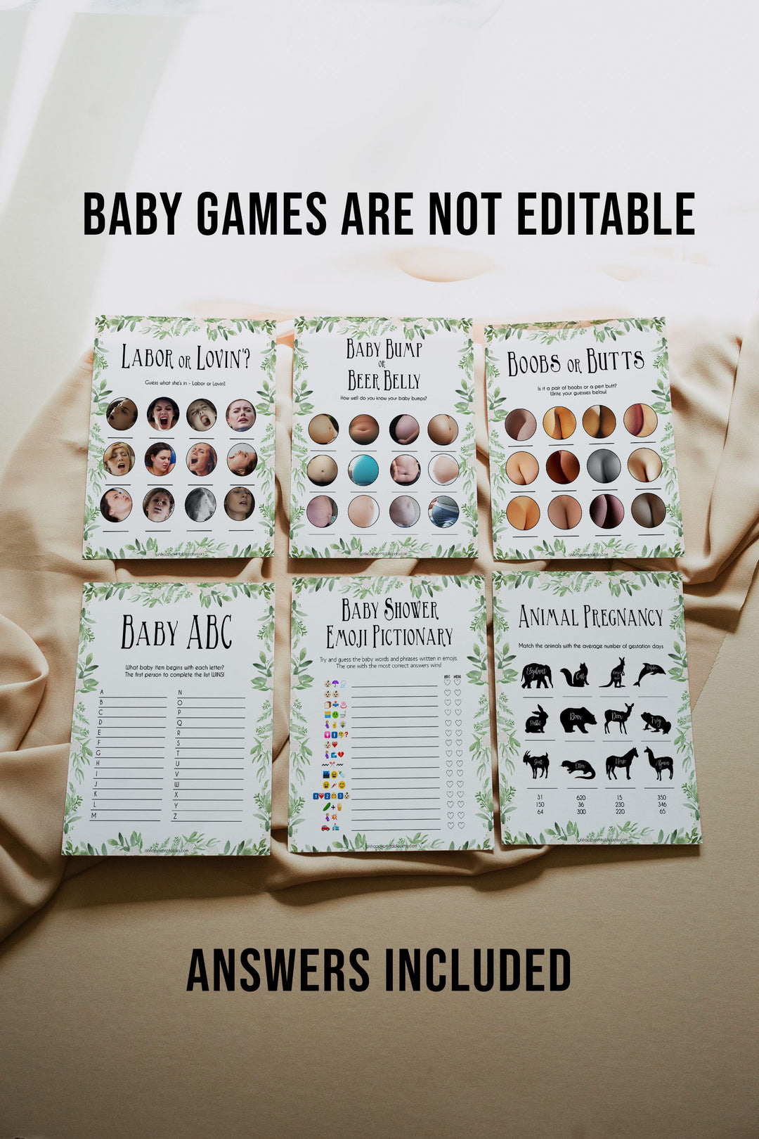 greenery baby shower, editable baby shower signs, printable baby shower games, baby shower bundle, baby mega bundle