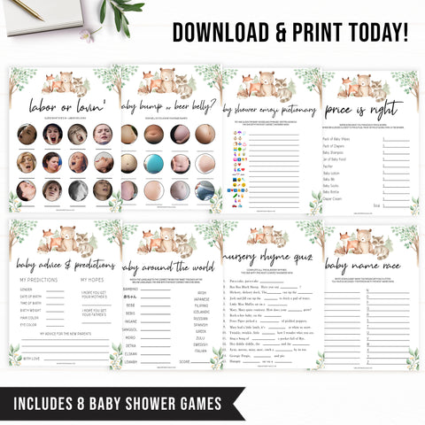 8 baby shower games, Printable baby shower games, woodland animals baby games, baby shower games, fun baby shower ideas, top baby shower ideas, woodland baby shower, baby shower games, fun woodland animals baby shower ideas