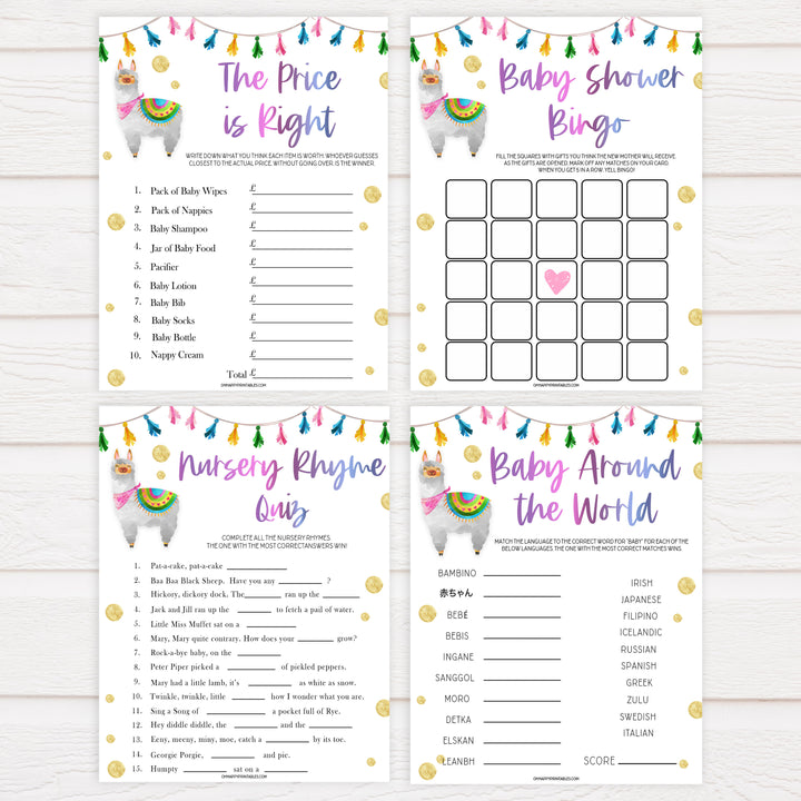 7 baby shower games, baby shower games bundle, Printable baby shower games, llama fiesta fun baby games, baby shower games, fun baby shower ideas, top baby shower ideas, Llama fiesta shower baby shower, fiesta baby shower ideas