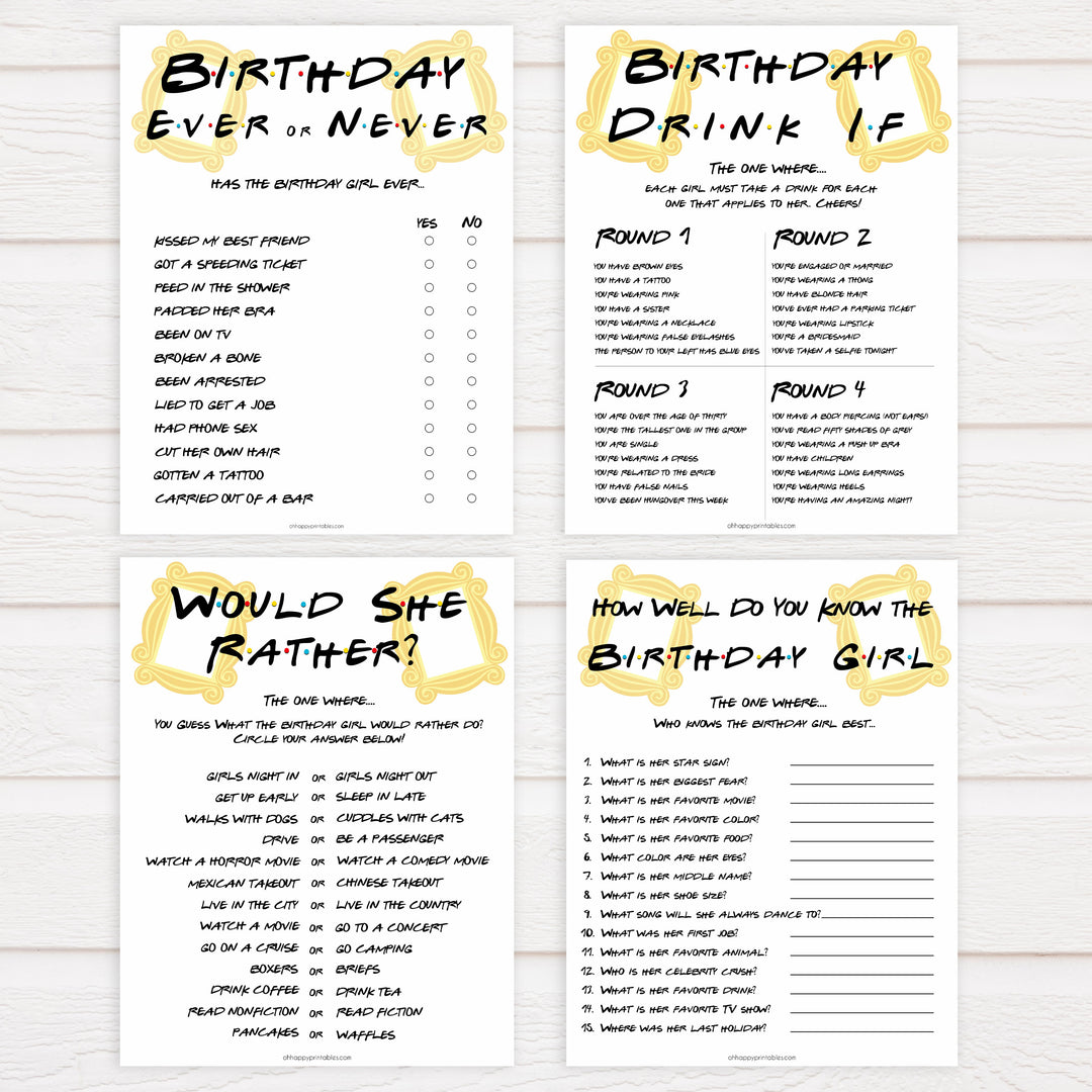 7 birthday games, would she rather birthday games, friends birthday games, fun birthday games, birthday drink if game