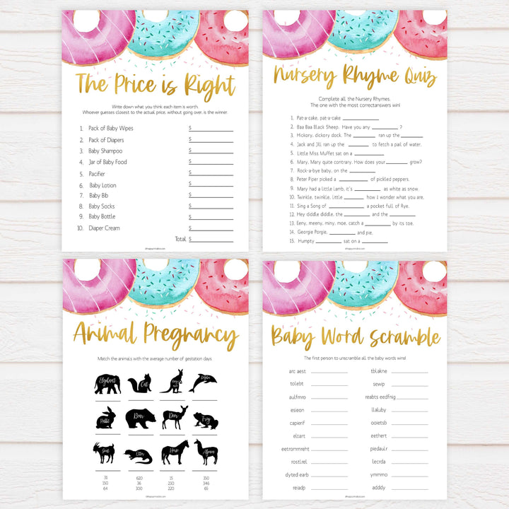 10 baby shower games, baby games bundle, Printable baby shower games, donut baby games, baby shower games, fun baby shower ideas, top baby shower ideas, donut sprinkles baby shower, baby shower games, fun donut baby shower ideas