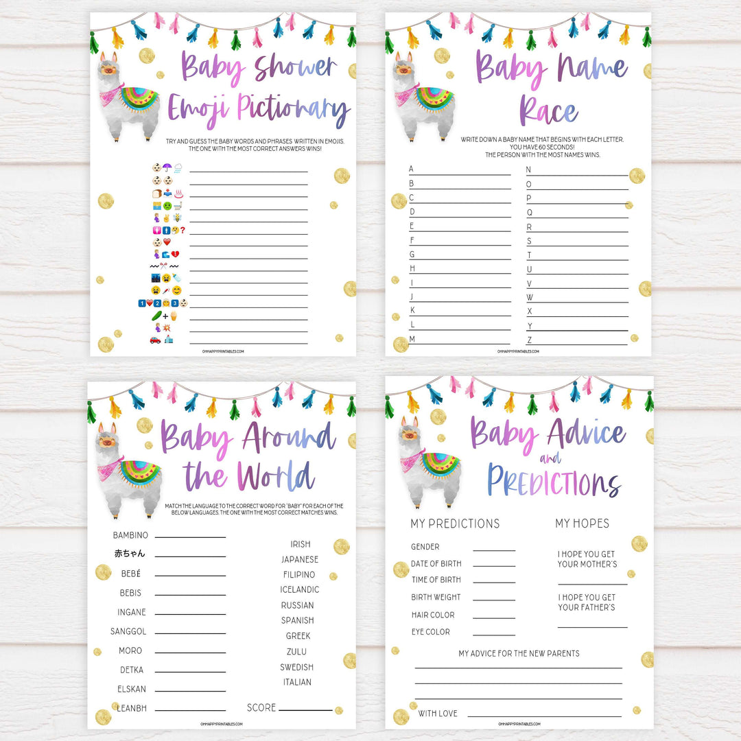 10 baby shower games bundle, baby games pack, Printable baby shower games, llama fiesta fun baby games, baby shower games, fun baby shower ideas, top baby shower ideas, Llama fiesta shower baby shower, fiesta baby shower ideas