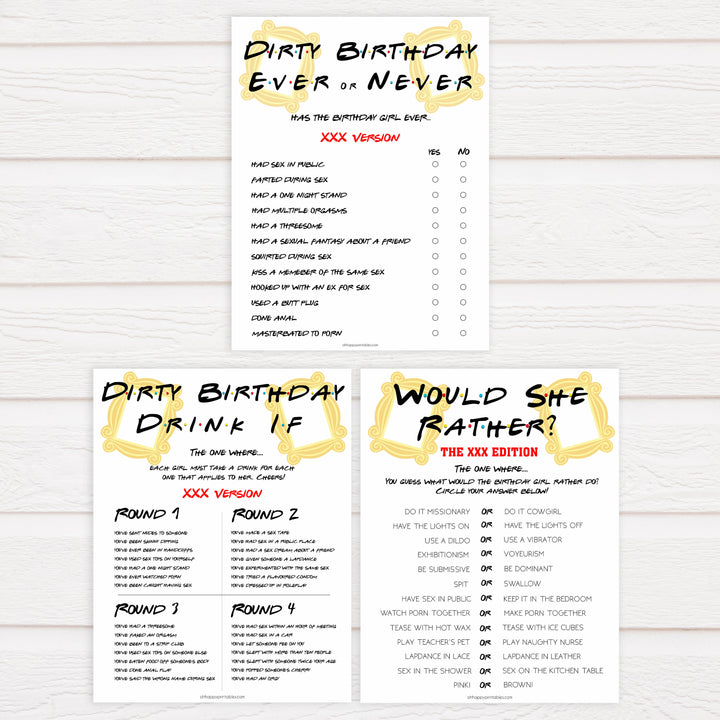 7 birthday games, would she rather birthday games, friends birthday games, fun birthday games, birthday drink if game