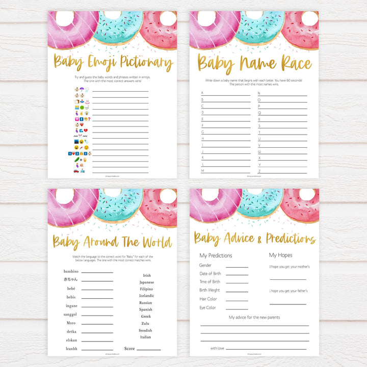 10 baby shower games, baby games bundle, Printable baby shower games, donut baby games, baby shower games, fun baby shower ideas, top baby shower ideas, donut sprinkles baby shower, baby shower games, fun donut baby shower ideas